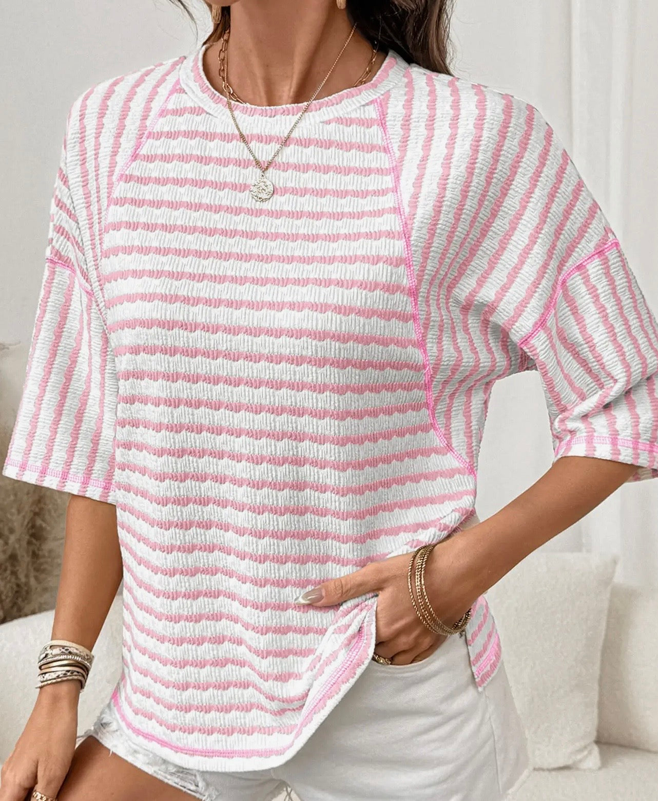 STRIPED KNIT TOP