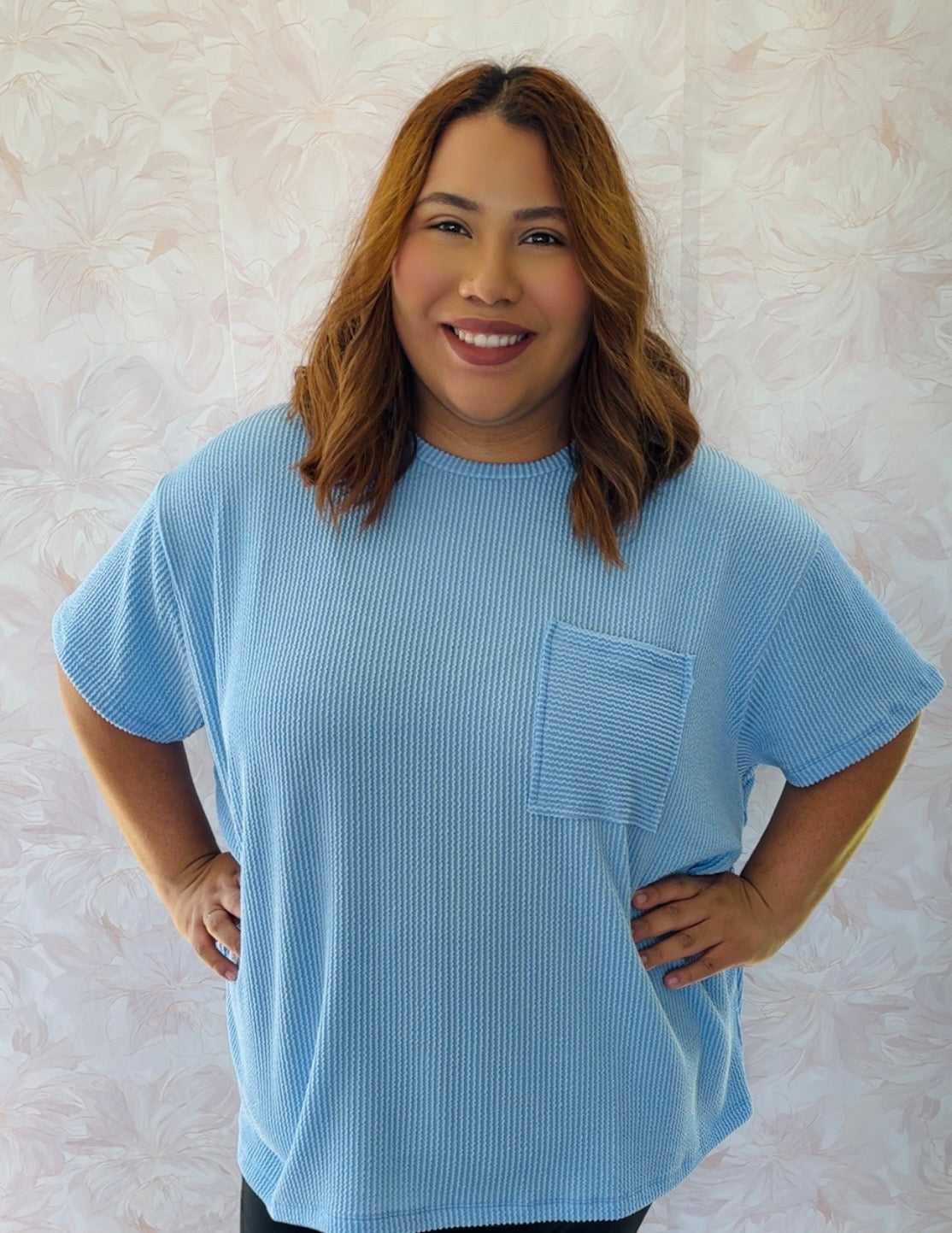 SPRING BLUE RIBBED TOP