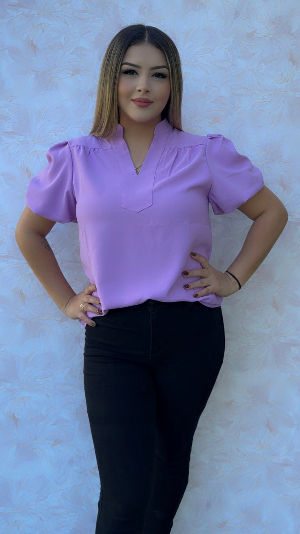 Mauve V Neck Blouse