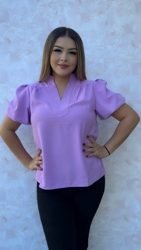 Mauve V Neck Blouse