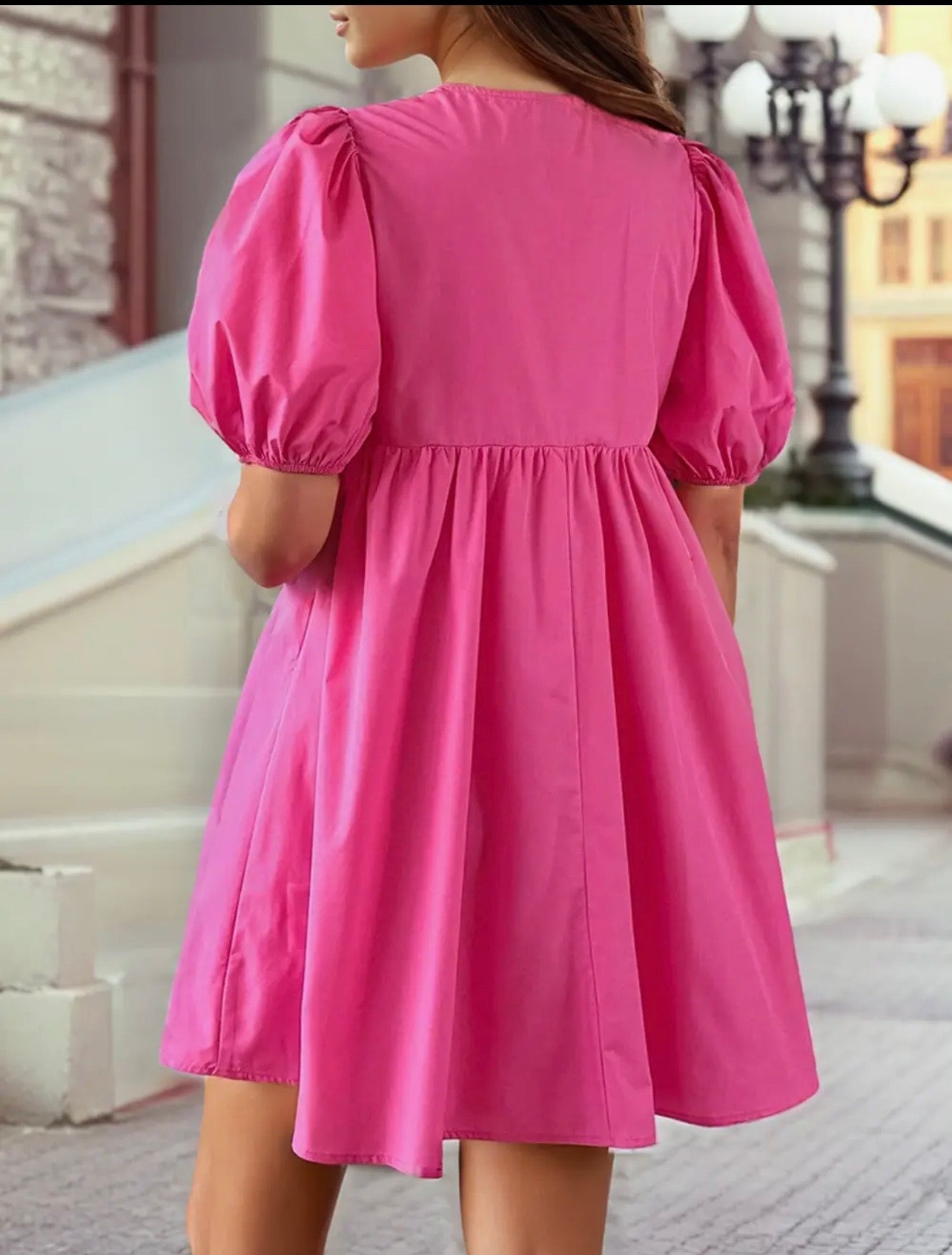 BOW PUFF SLEEVE DRESS