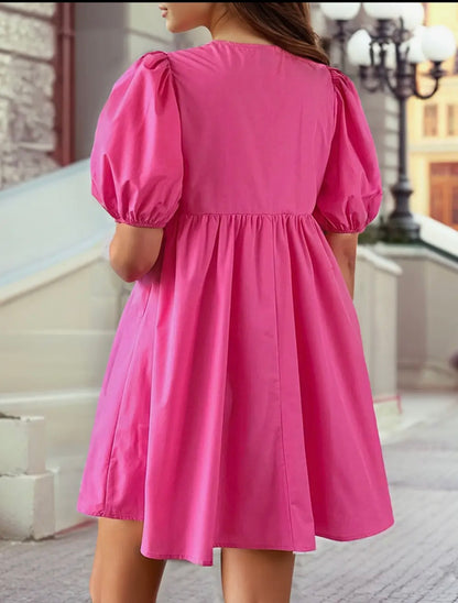 BOW PUFF SLEEVE DRESS