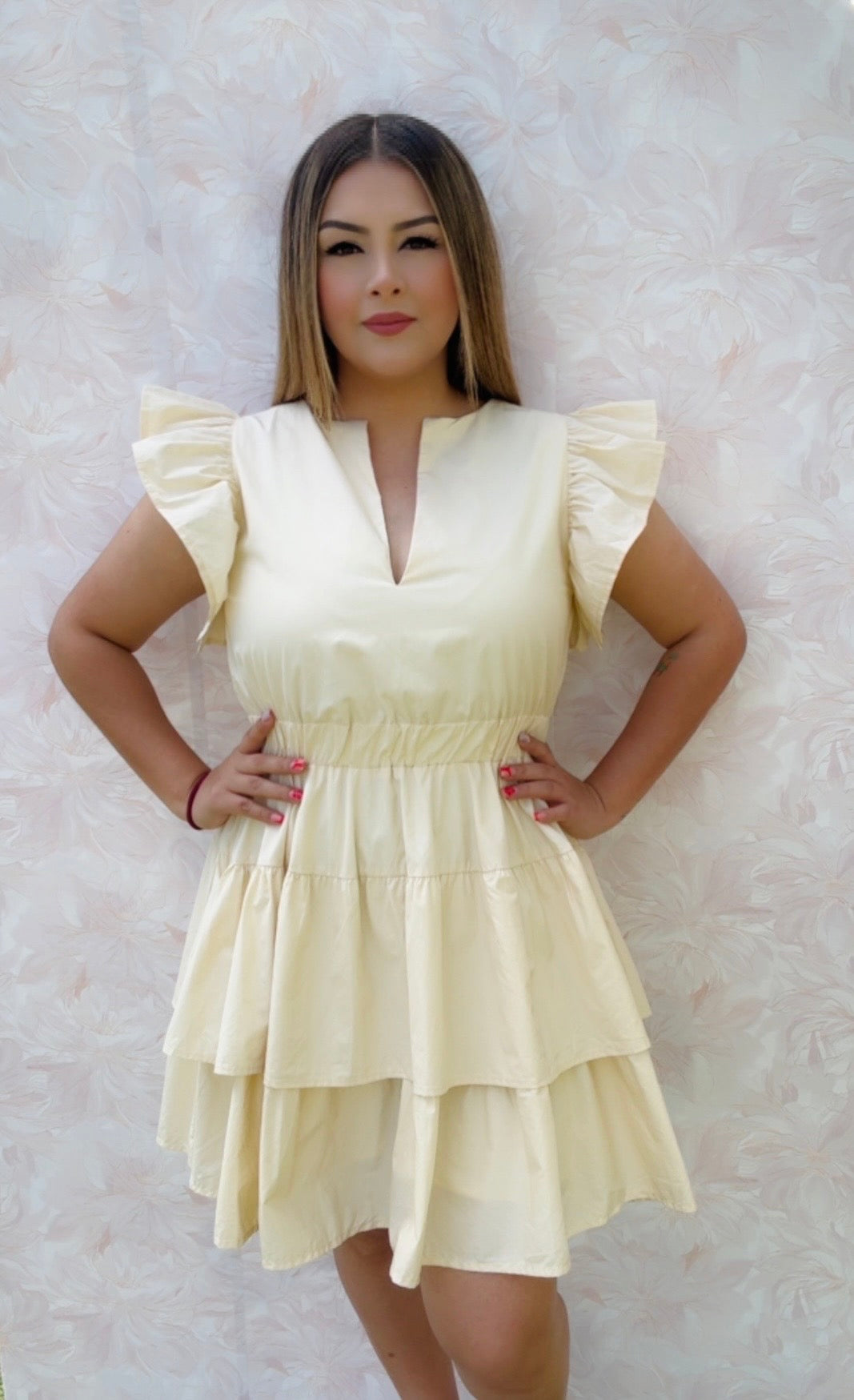 CREAM RUFFLE DRESS